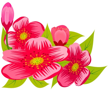 Abstract pink flowers, illustration.のイラスト素材