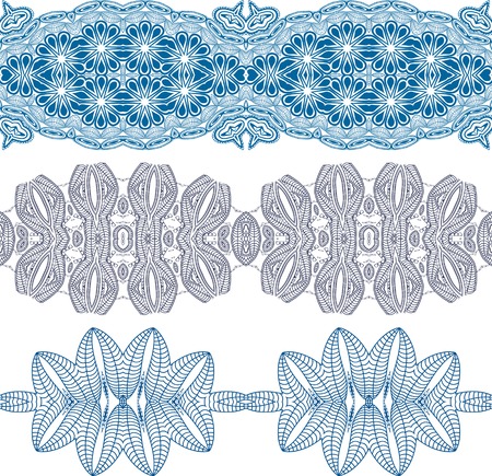 Set linear floral ornament, seamless pattern, EPS8 - vector graphics.のイラスト素材