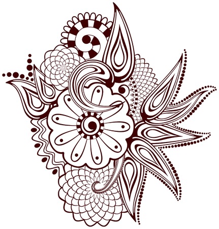 Paisley flowers mehndi design-abstract のイラスト素材