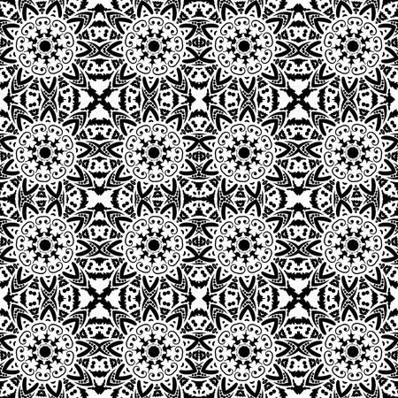Arabic style black and white seamless patternのイラスト素材