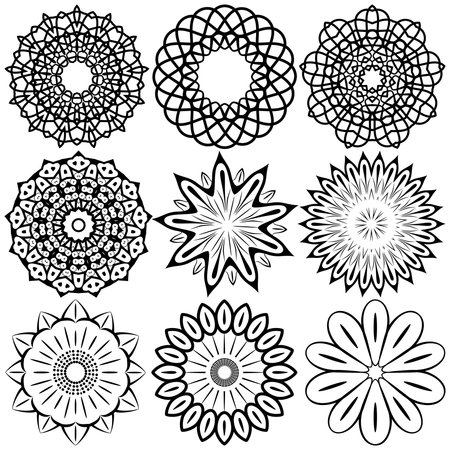 Set modern design round and floral pattern, EPS8 - vector graphics.のイラスト素材