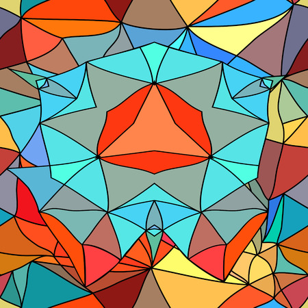 Imitation stained-glass style geometric triangular abstract seamless background, EPS8 - vector graphics.のイラスト素材