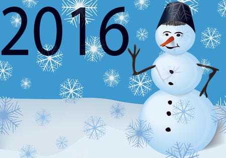 Calendar cover snowman with falling snowflakes, EPS10 - vector graphics.のイラスト素材