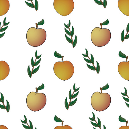 Apple twigs leaf abstract, seamless pattern - vector graphics.のイラスト素材