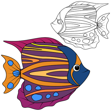 Kids coloring abstract fishのイラスト素材