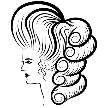 Woman Face Victorian Era Line Drawingのイラスト素材