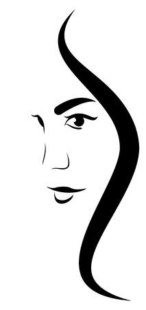 Woman Face Profile Line Drawingのイラスト素材