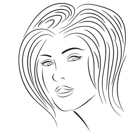 Linear portrait girl genre minimalismのイラスト素材