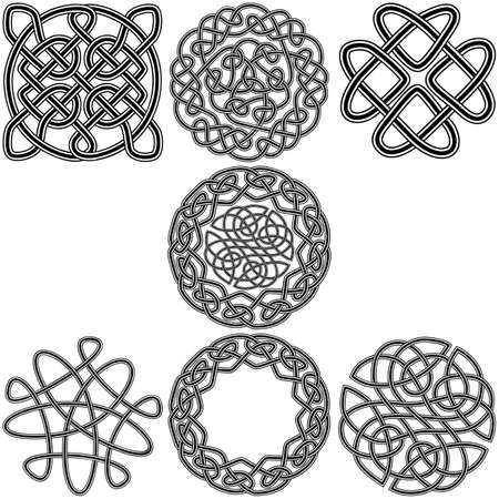 Set Celtic ornament in the shape of a whirlpool or elegant vintage designのイラスト素材