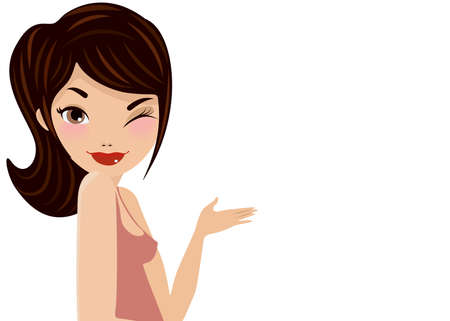 Winking smiling girl, vector EPS 10のイラスト素材