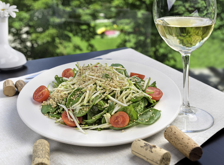 Baby spinach salad with quinoaの写真素材