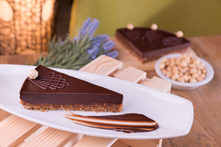 Homemade belgian chocolate cake - gluten freeの写真素材