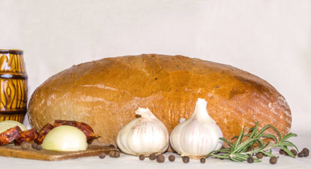 Loaf of bread with garlic