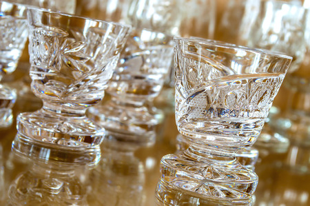 Set of cut glass cupsの写真素材