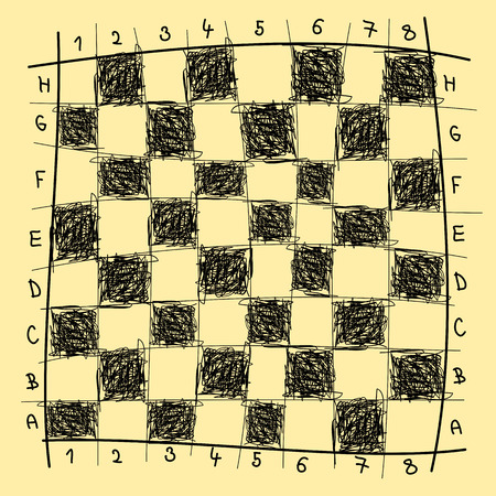 Chessboard freehand drawing, vector illustrationのイラスト素材