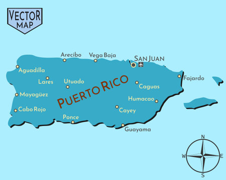Simple isolated vector map of island Puerto Rico.のイラスト素材