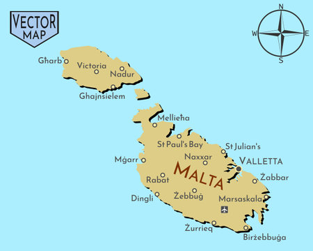 Simple isolated vector map of European island state Malta.のイラスト素材