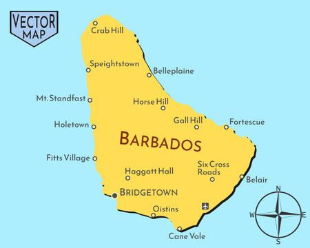 Simple isolated vector map of Caribbean island state Barbados.のイラスト素材