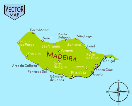 Simple isolated vector map of Portuguese island Madeira.のイラスト素材
