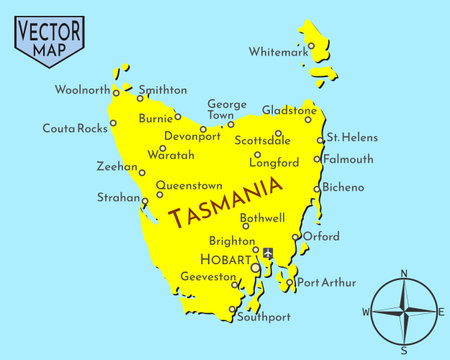 Simple isolated vector map of Australian island state of Tasmania.のイラスト素材