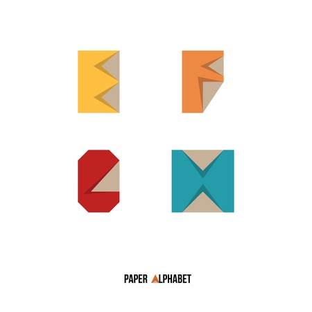 E F G H - Paper Alphabetのイラスト素材