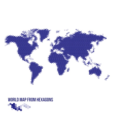 World Map from Hexagonsのイラスト素材