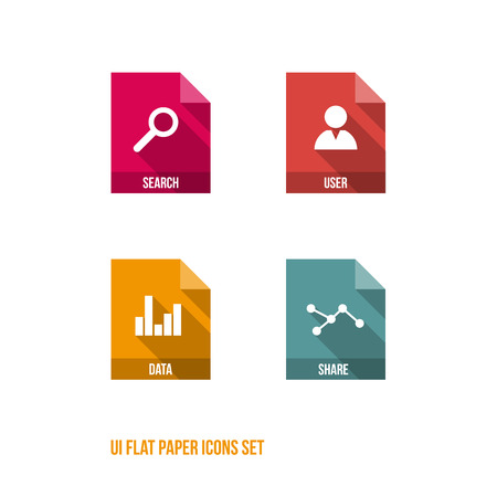 User Interface Flat Paper Icons Set - UI - Vector Illustration - Infographic Elementsのイラスト素材
