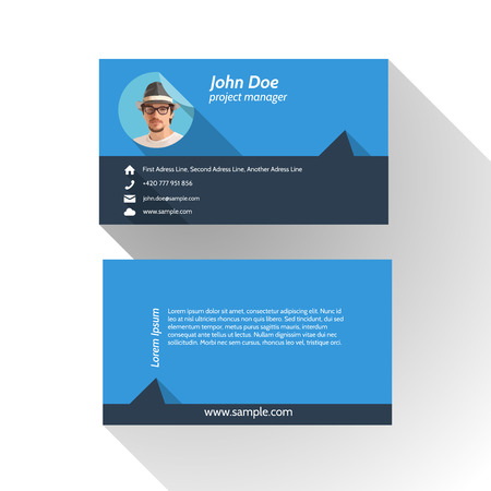 Simple Modern Light Business Card Template - Flat Design - Vector Illustrationのイラスト素材