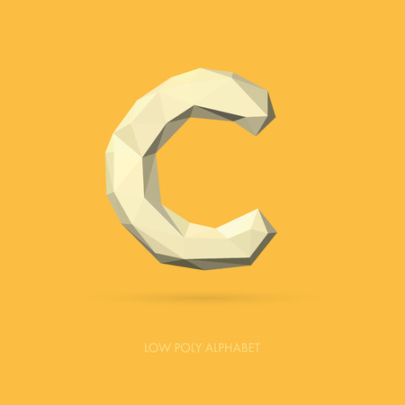 Low Poly Alphabet Letter C - Vector Illustration - Polygon Structureのイラスト素材