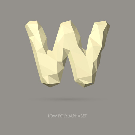 Low Poly Alphabet Letter W - Vector Illustration - Polygon Structureのイラスト素材