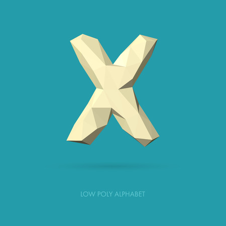 Low Poly Alphabet Letter X - Vector Illustration - Polygon Structureのイラスト素材
