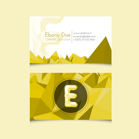 Low Poly Business Card Template with Alphabet Letter E - Vector Illustrationのイラスト素材