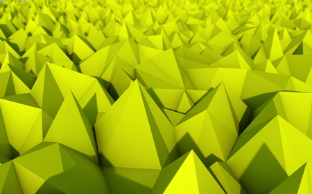 Abstract Yellow Low Poly 3d Background with Depth of Field Effect - Polygonal Render - Raster Imageの写真素材