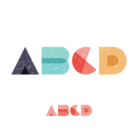 A B C D - Grunge Flat Alphabet Set - Vector Illustrationのイラスト素材