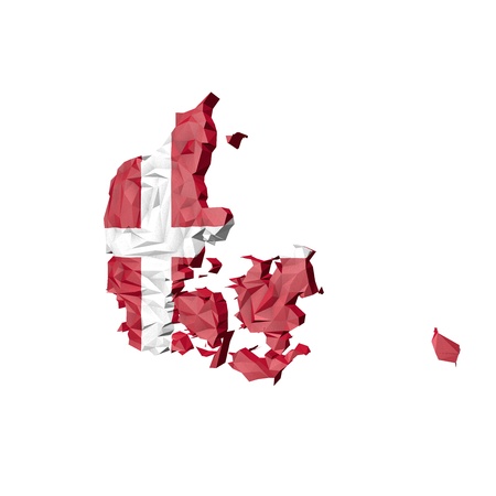 Low Poly Denmark Map with National Flag - Infographic Illustrationの写真素材