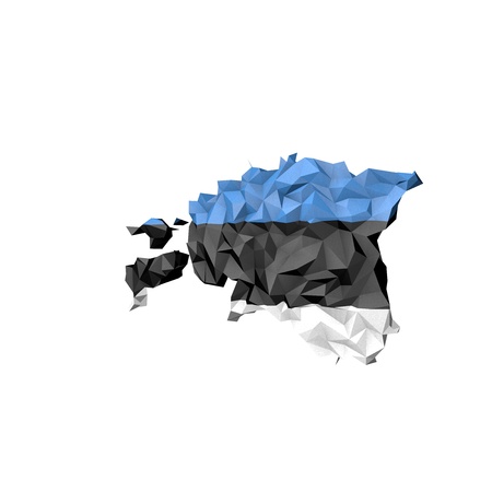Low Poly Estonia Map with National Flag - Infographic Illustrationの写真素材