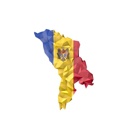 Low Poly Moldova Map with National Flag - Infographic Illustrationの写真素材