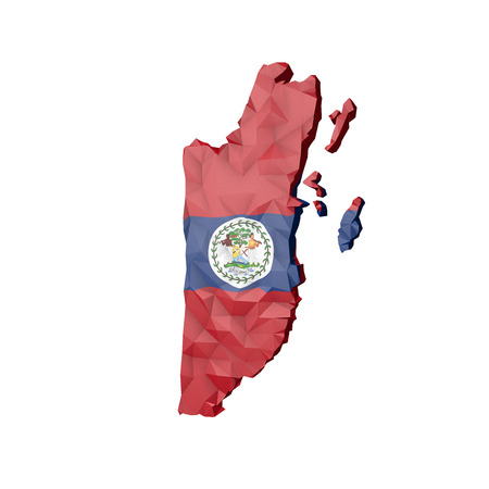 Low Poly Belize Map with National Flag - Infographic Illustrationの写真素材