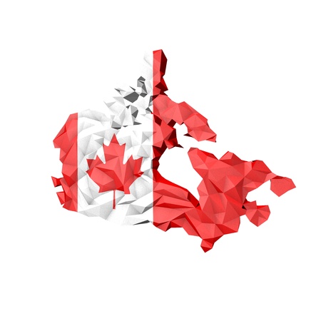 Low Poly Canada Map with National Flag - Infographic Illustrationの写真素材