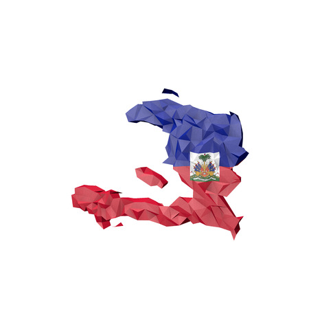 Low Poly Haiti Map with National Flag - Infographic Illustrationの写真素材