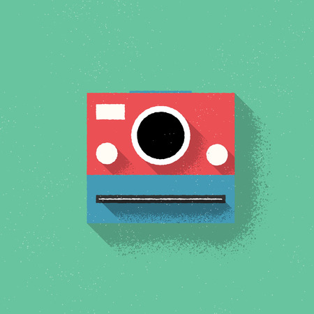 Analog Instant Film Retro Camera - Vector Illustration - Flat Designのイラスト素材
