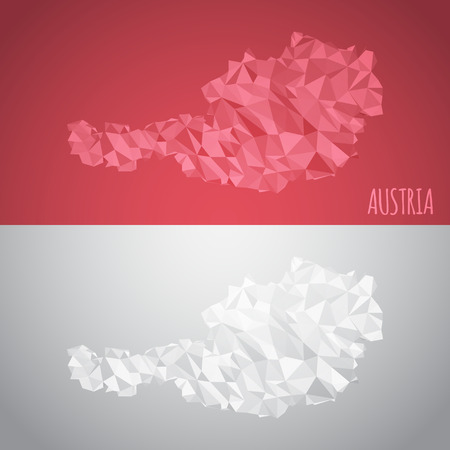 Low Poly Austria Map with National Colors - Infographic - Vector Illustrationのイラスト素材