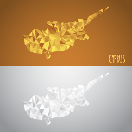 Low Poly Cyprus Map with National Colors - Infographic - Vector Illustrationのイラスト素材
