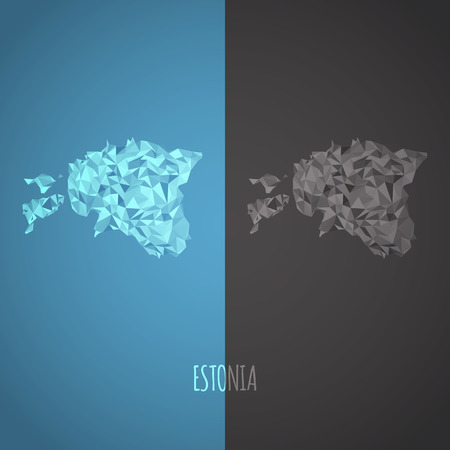 Low Poly Estonia Map with National Colors - Infographic - Vector Illustrationのイラスト素材