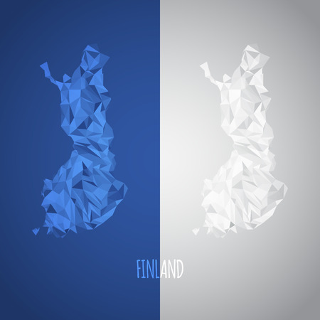 Low Poly Finland Map with National Colors - Infographic - Vector Illustrationのイラスト素材