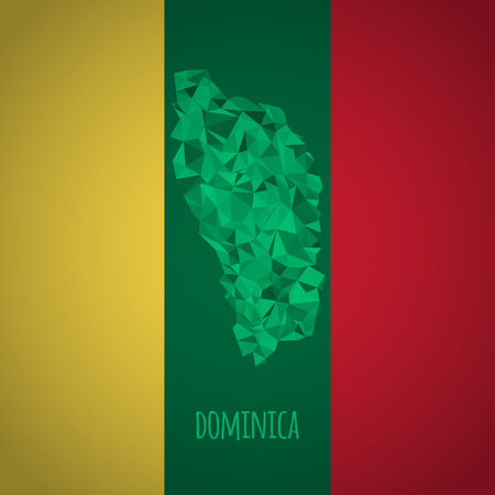 Low Poly Dominica Map with National Colors のイラスト素材