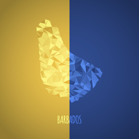 Low Poly Barbados Map with National Colors のイラスト素材