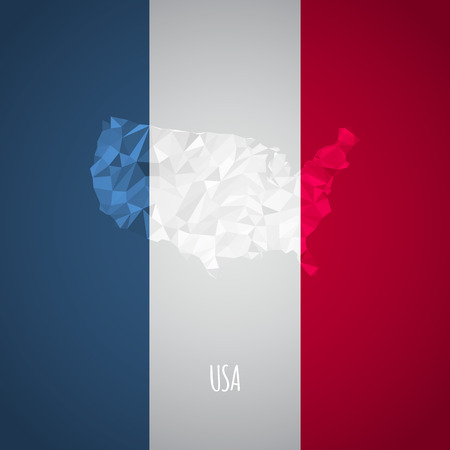 Low Poly USA Map with National Colors - Infographic - Vector Illustrationのイラスト素材