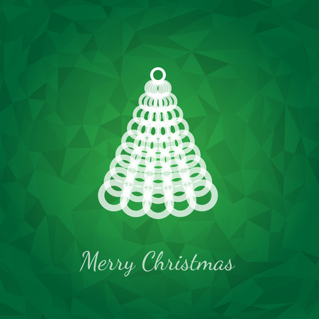 Abstract Christmas Tree on Green Low Poly Background - Merry Christmas Card Template - Vector Illustrationのイラスト素材