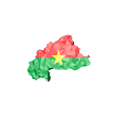 Low Poly Burkina Faso Map with National Flag - Infographic Illustrationの写真素材